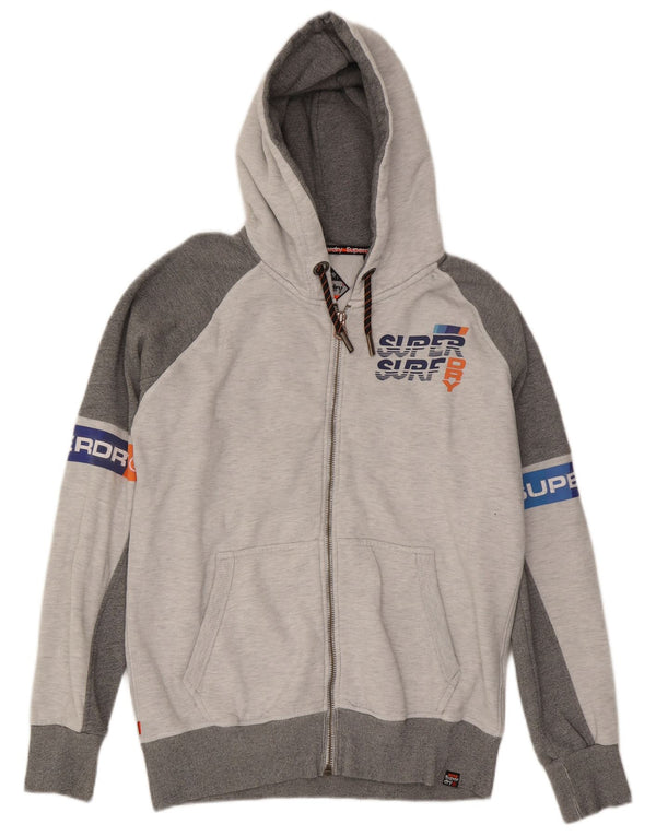 Superdry Pull à capuche zippé graphique pour hommes, grand coton gris