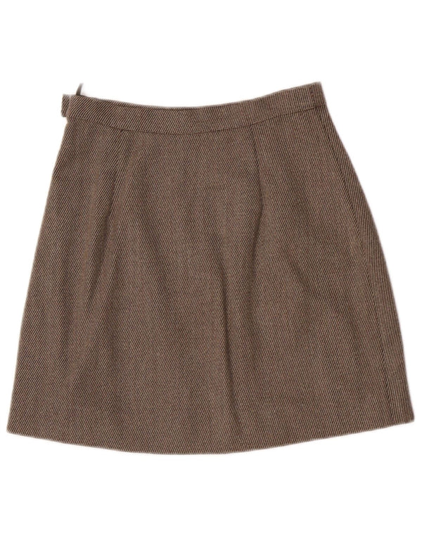 Max & Co. Jupe trapèze pour femme UK 10 Small W26 Laine vierge à fines rayures marron