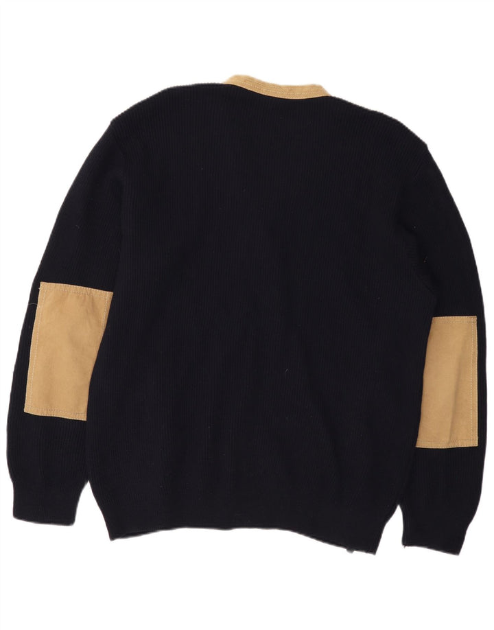 PAUL & SHARK Pull col V pour homme en laine color block bleu marine