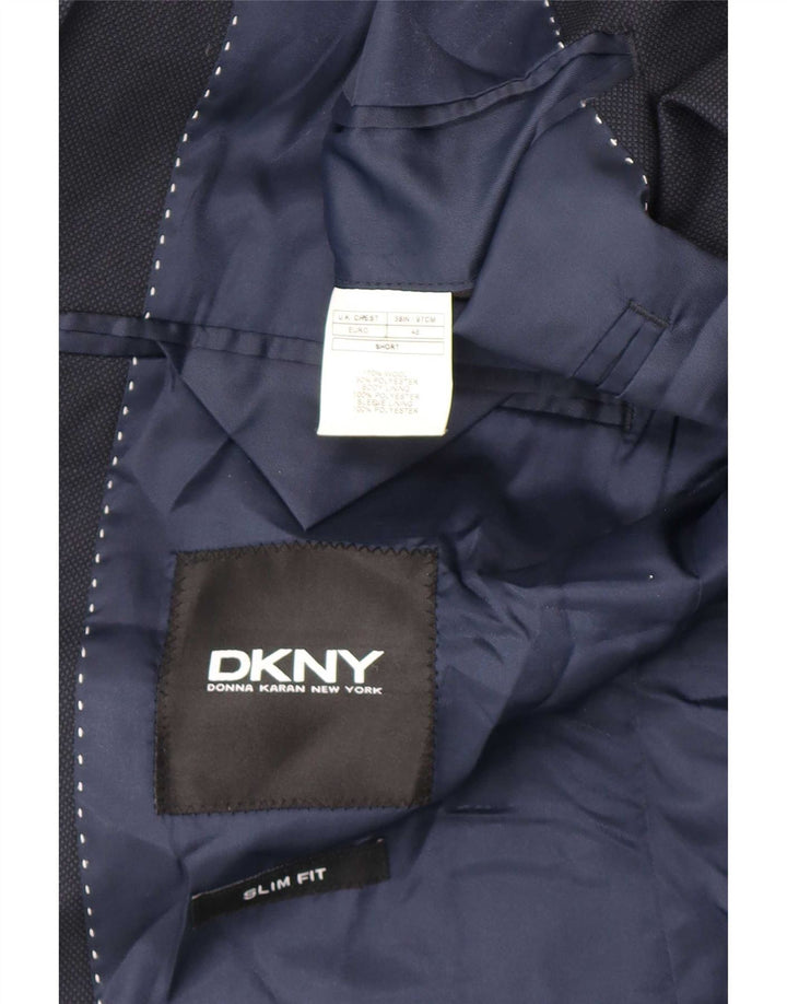 Dkny Veste Blazer Slim Fit à 2 Boutons pour Homme EU 46 Petite Laine Bleu Marine