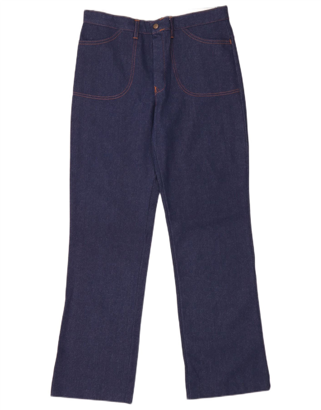 vintage Femme Jambe Large Jeans W32 L31 Bleu Marine