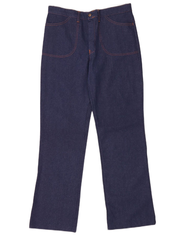 vintage Femme Jambe Large Jeans W32 L31 Bleu Marine