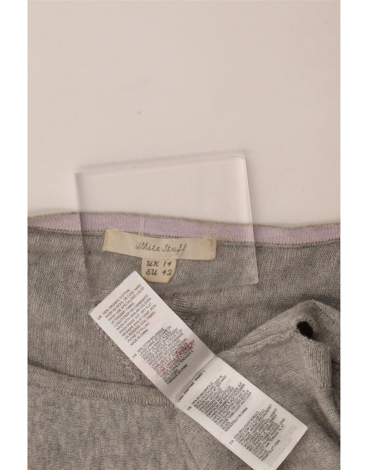 WHITE STUFF Pull col bateau pour femme UK 14 Grand cœur en coton gris