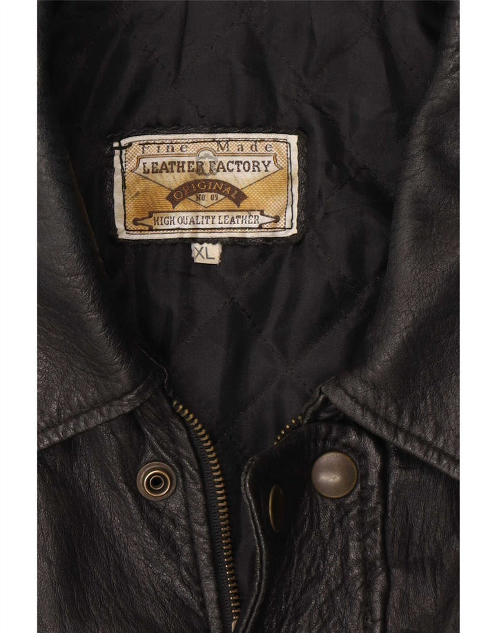 veste en cuir homme vintage UK 42 XL Noir