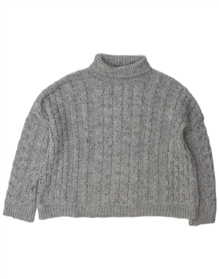 Zara Pull surdimensionné à col roulé pour femme UK 14 Acrylique gris moyen