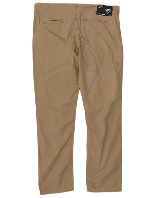 Guess Pantalon Chino Droit Femme UK 16 Large W32 L26 Coton Beige