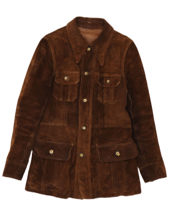 veste en daim homme vintage UK 34 XS Marron