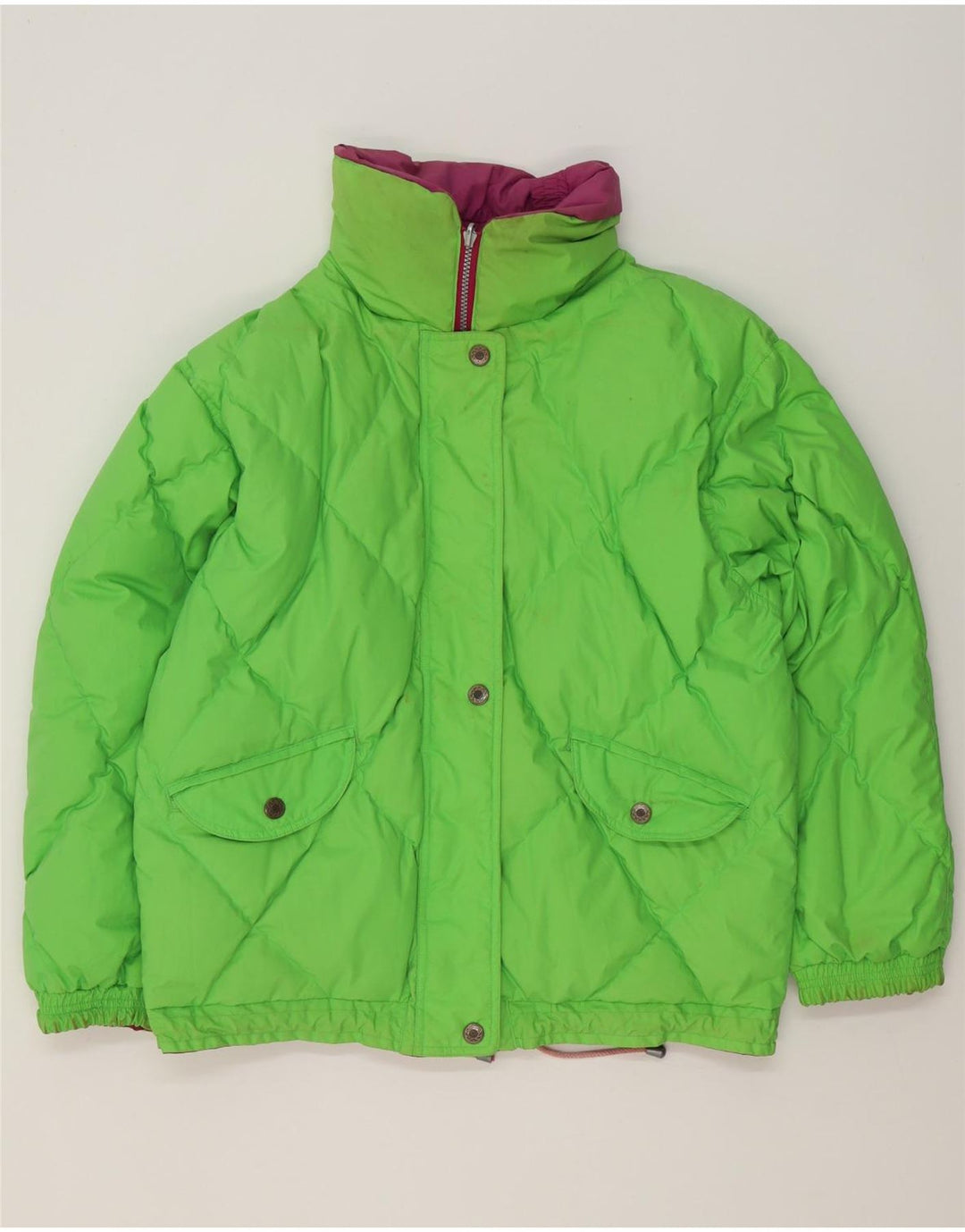 vintage Femme Réversible Veste Rembourrée UK 14 Grand Coton Violet
