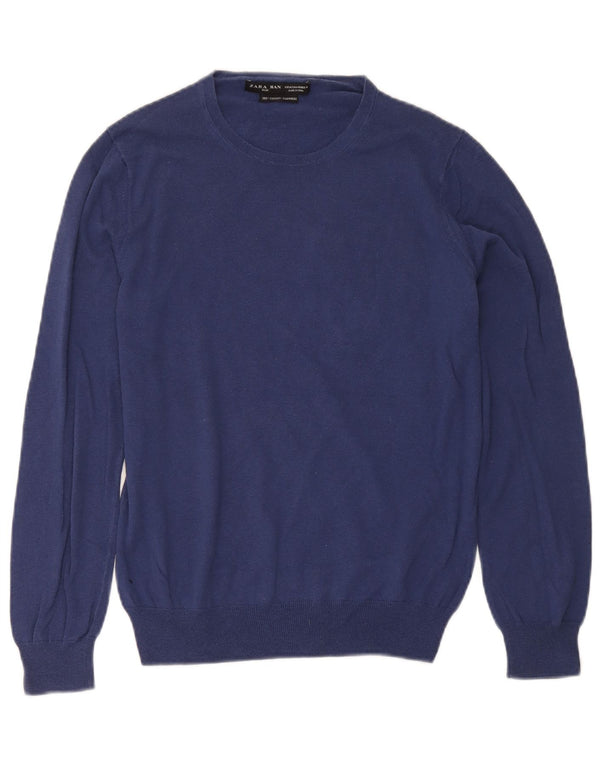 Zara Pull à col rond en soie bleu marine moyen pour homme
