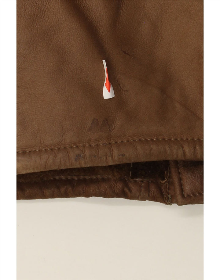 vintage Mens Shearling Overcoat UK 38 Brun Moyen