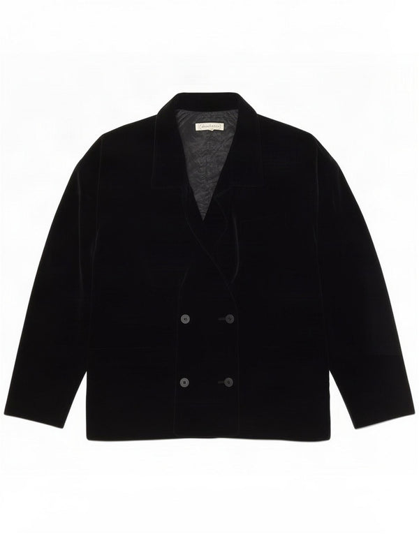 Deni-Cler Womens Velvet Double Breasted Blazer Jacket IT 42 Medium Black