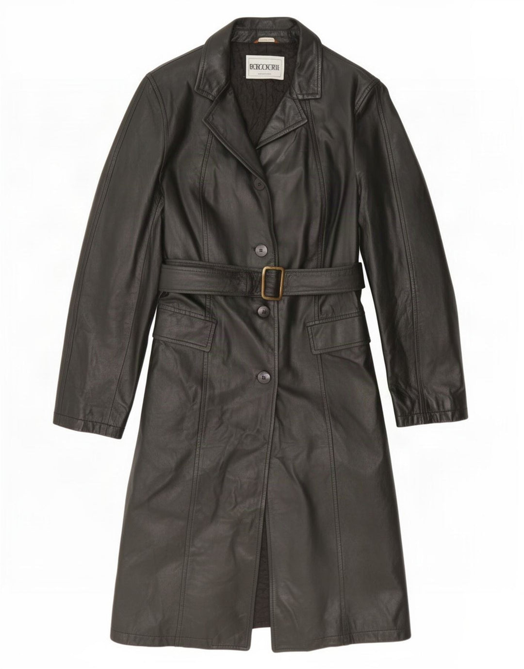 manteau en cuir femme vintage UK 10 Petit Noir