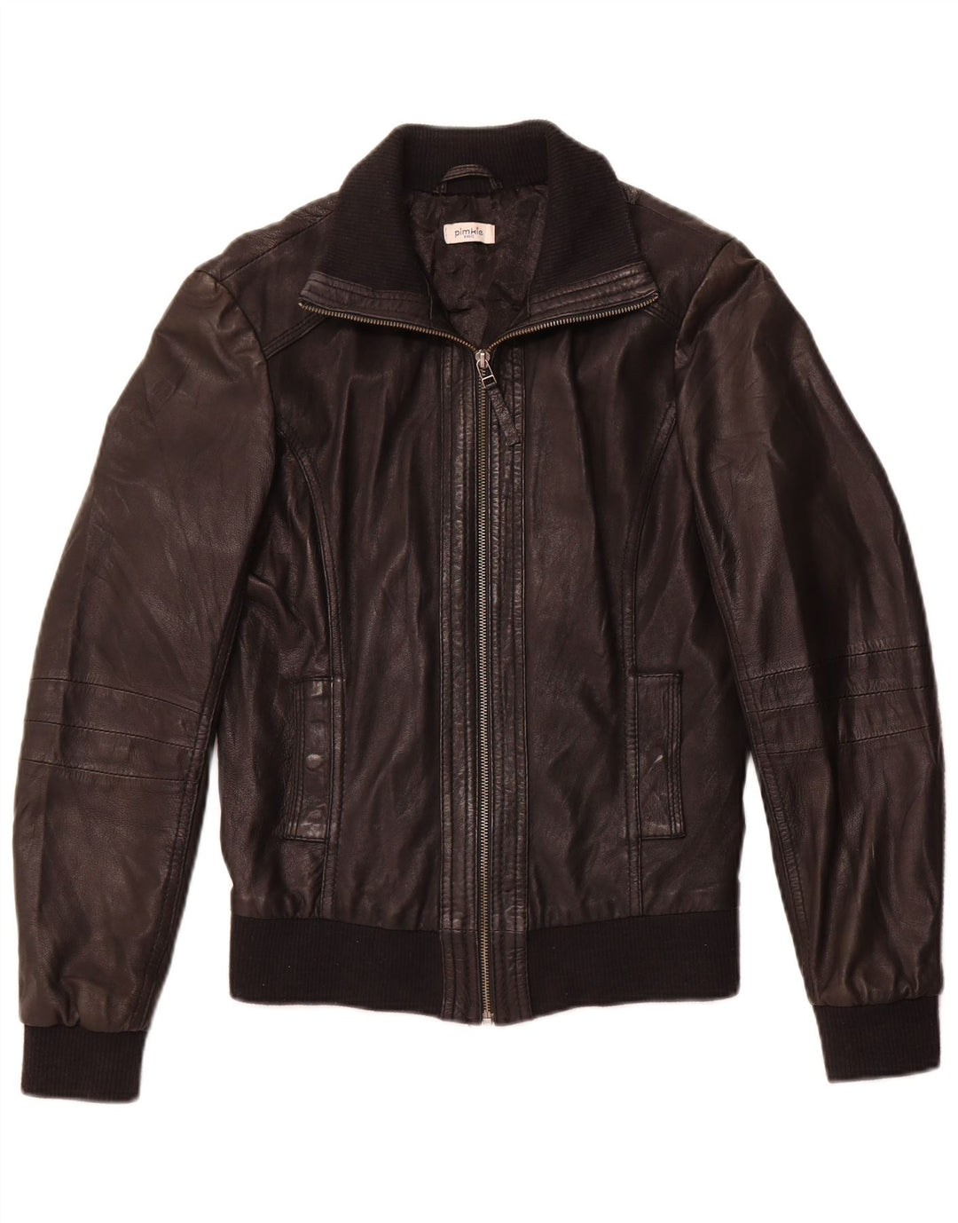 Pimkie Blouson Bomber En Cuir Femme Cuir Noir Moyen