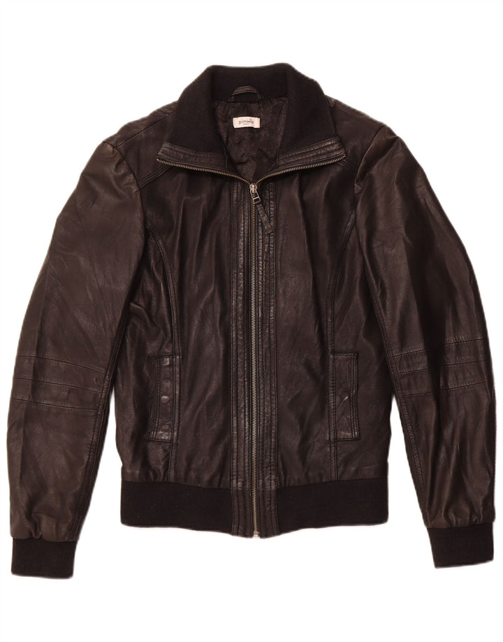 Pimkie Blouson Bomber En Cuir Femme Cuir Noir Moyen
