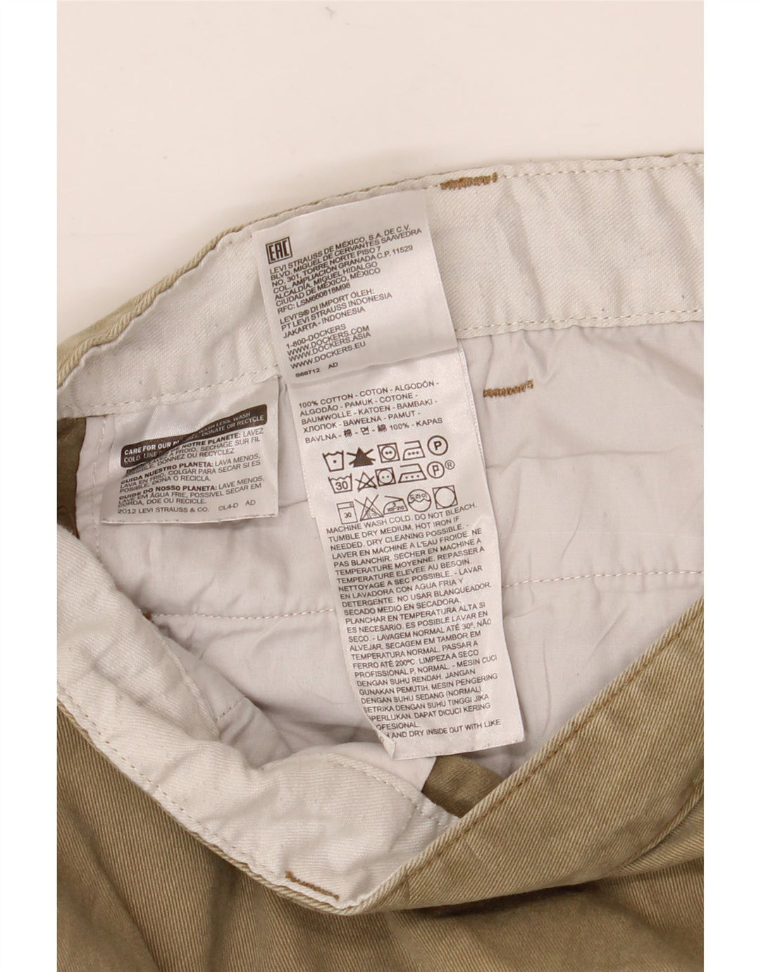 DOCKERS Short Chino Homme W40 XL Beige Coton