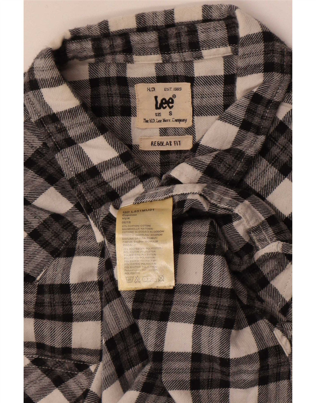 Lee Chemise en flanelle coupe régulière pour homme, petit coton à carreaux noirs
