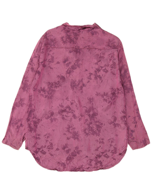 chemise femme vintage UK 16 Grand Violet Floral
