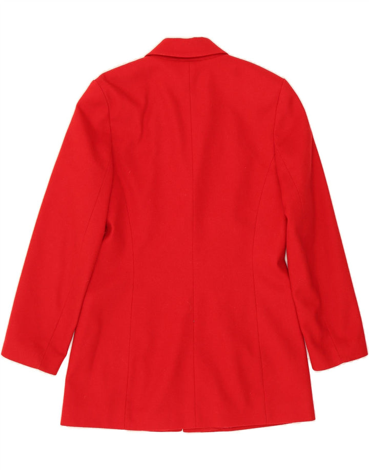 OLSEN Womens 3 Button Longline Blazer Jacket UK 12 Medium Red Virgin Wool Vintage Olsen and Second-Hand Olsen from Messina Hembry 