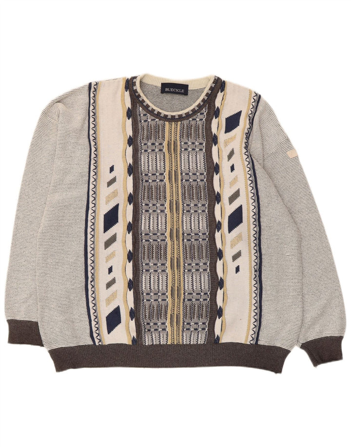 Buckle Pull Col Bateau Homme Grand Gris Géométrique