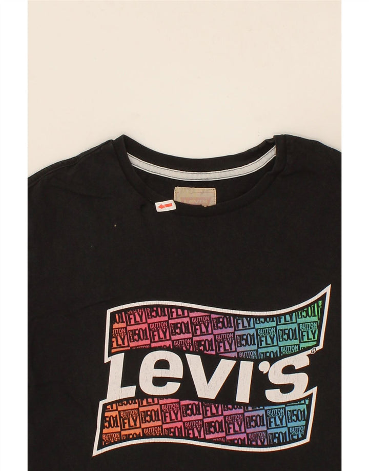 LEVI'S Boys Graphic T-Shirt Top 15-16 Years Black Vintage Levi's and Second-Hand Levi's from Messina Hembry 