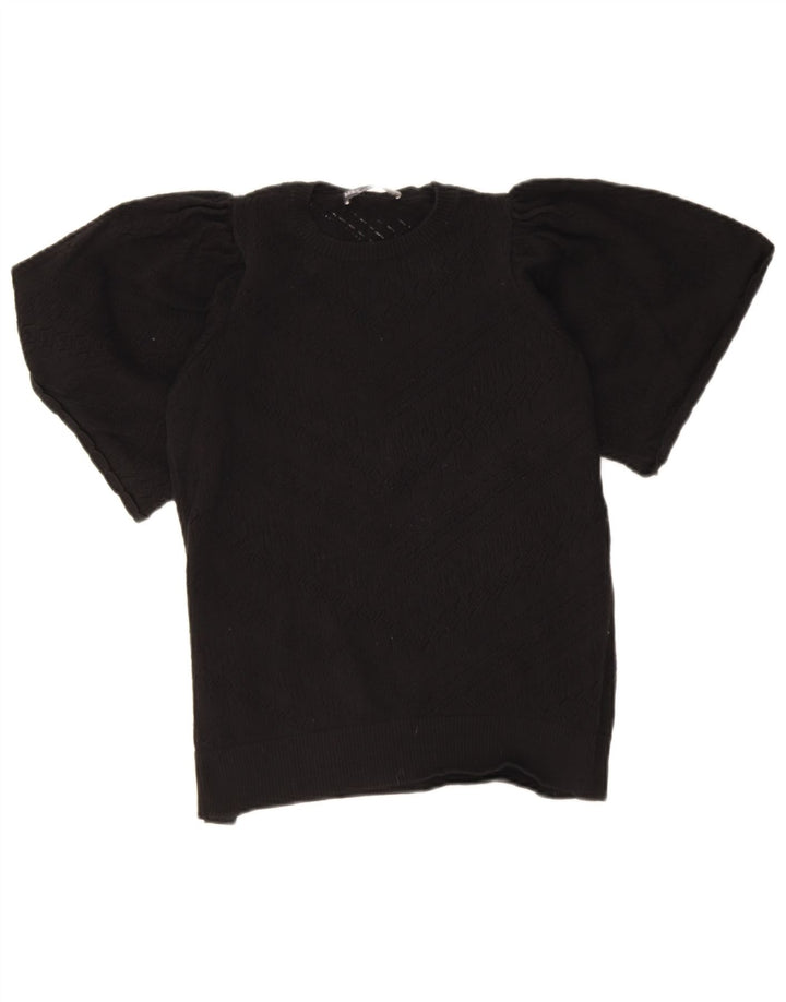 Marks & Spencer Pull ras du cou pour femme UK 10 Petit Noir Géométrique
