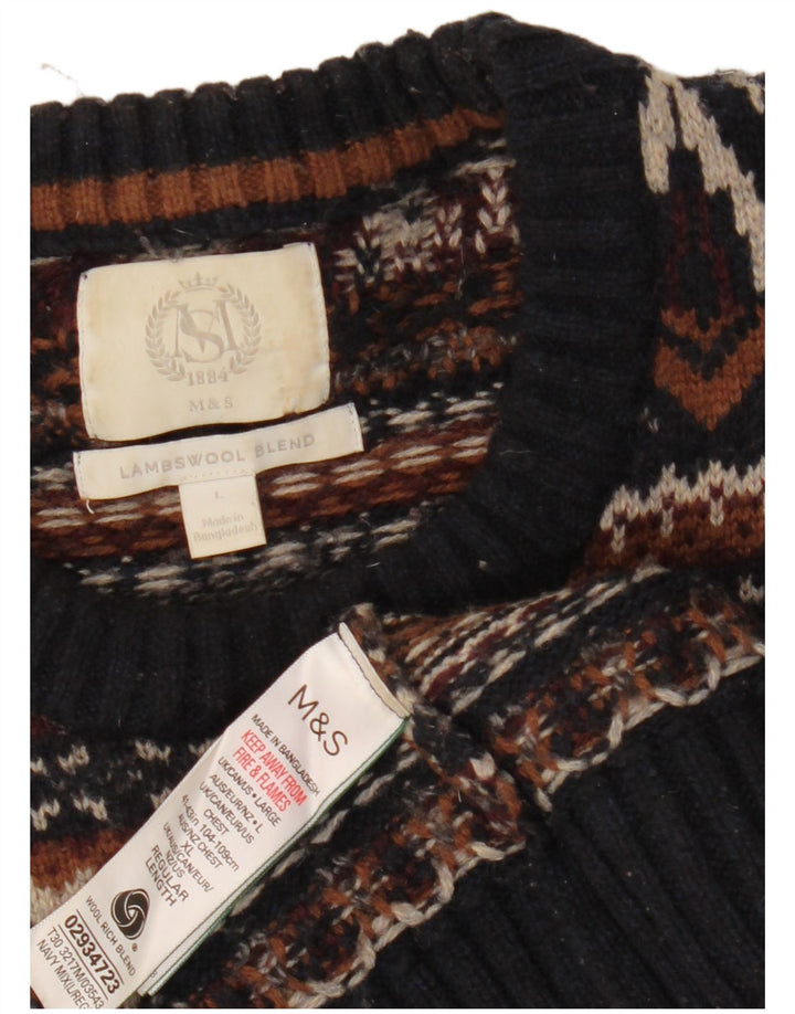 Marks & Spencer Pull à col rond pour homme Noir Taille L