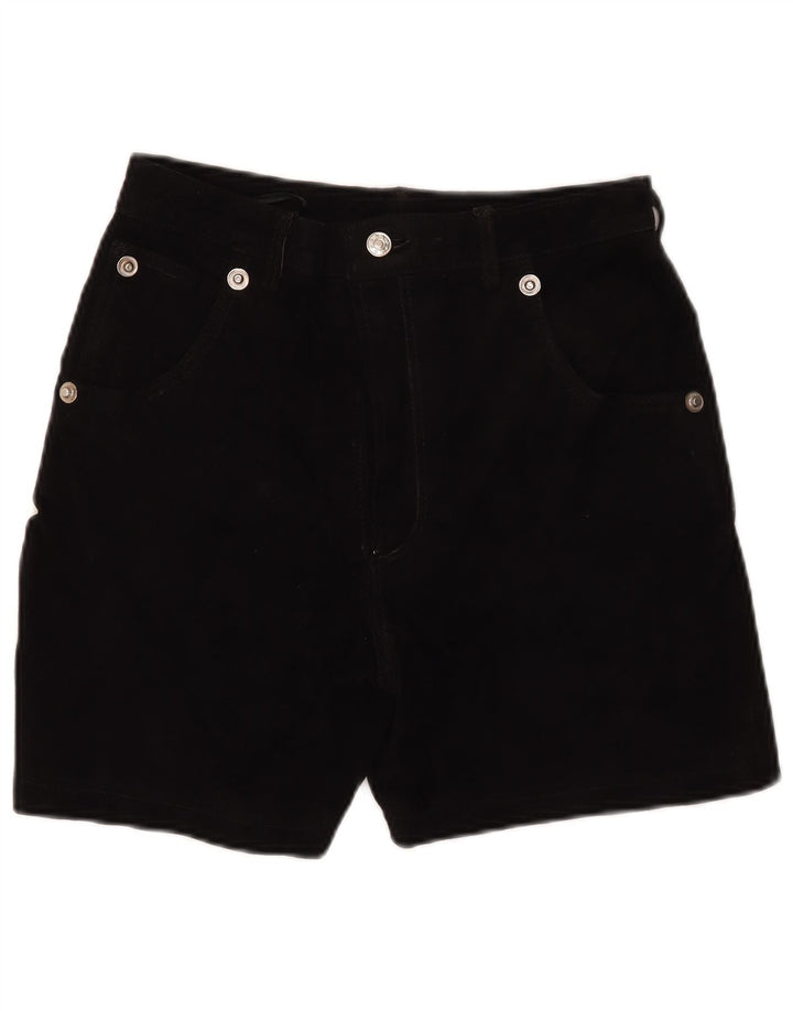 vintage Femmes Daim Casual Shorts W30 Cuir Noir Moyen