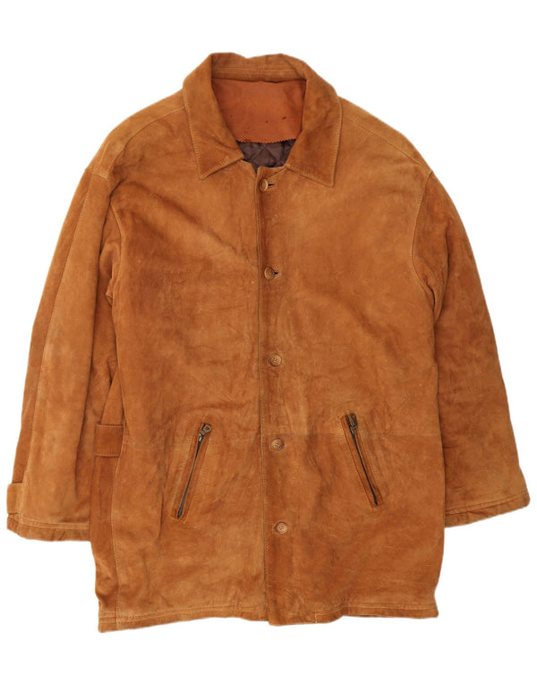 VINTAGE Veste en Daim Homme IT 52 XL Cuir Beige