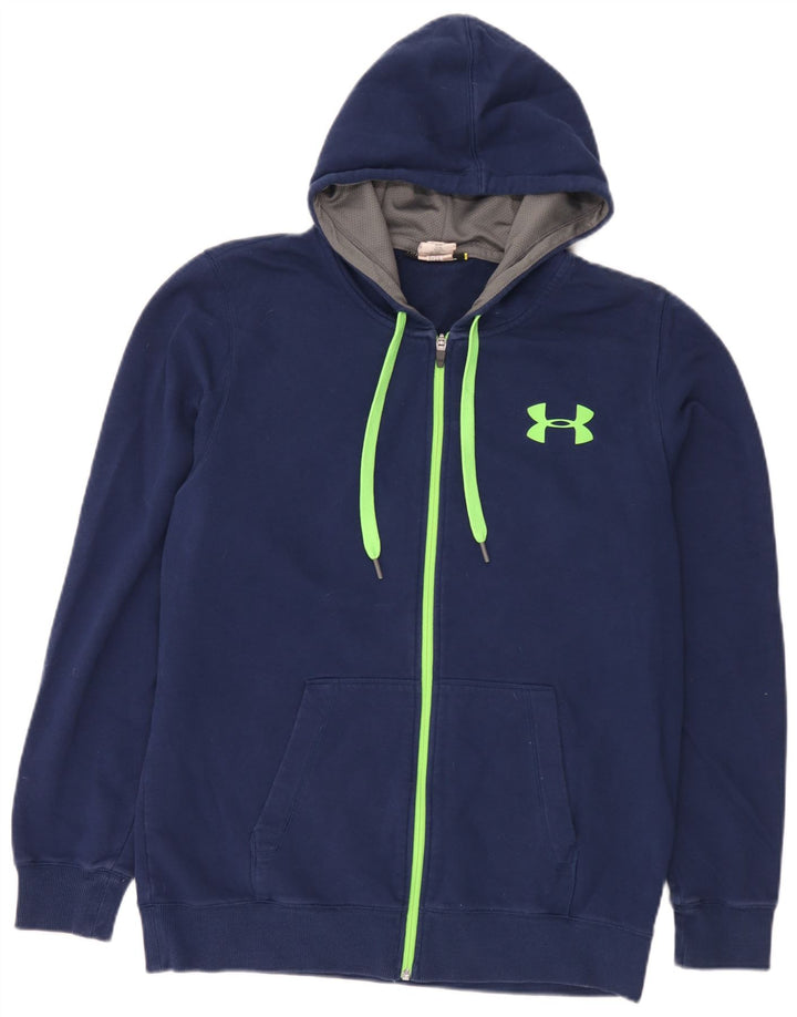 Under Armour Pull à capuche zippé pour homme en coton bleu moyen