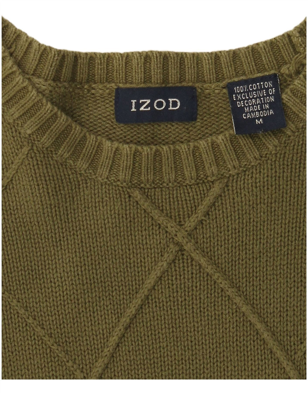 IZOD Pull Col Bateau Homme Kaki Moyen Coton