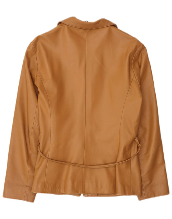 veste en cuir femme vintage IT 46 Grand Marron