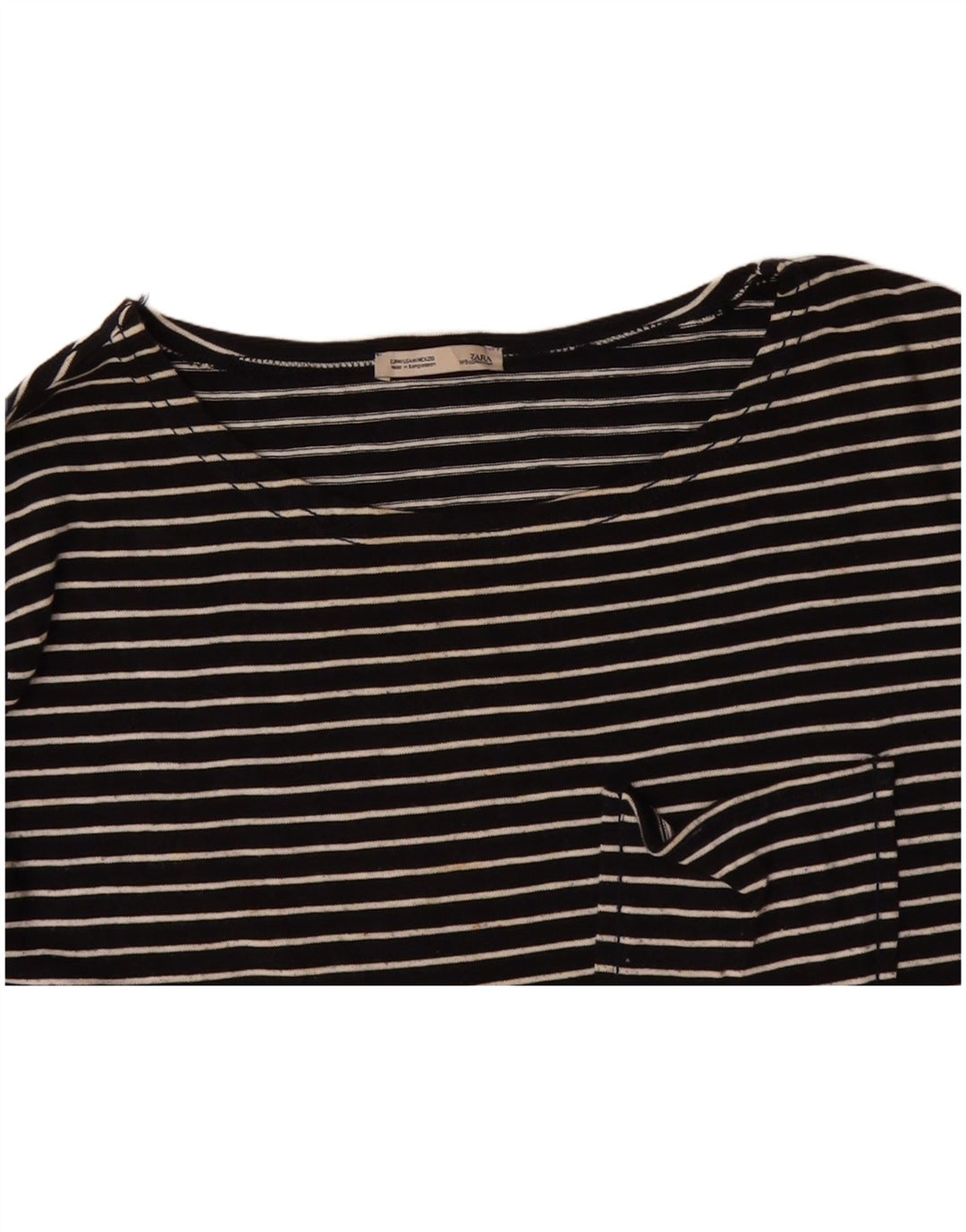 ZARA Womens Top Long Sleeve UK 14 Medium Black Pinstripe