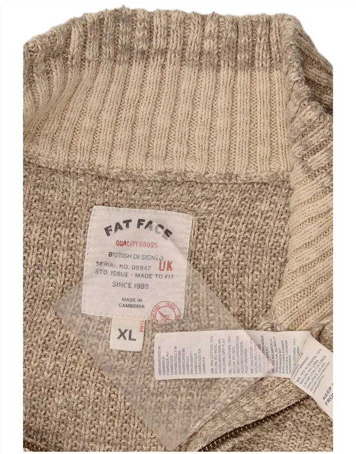 FAT FACE Pull col zippé homme XL gris coton