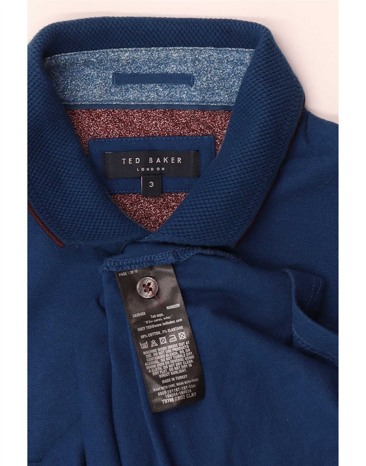 Ted Baker Polo Homme Taille 3 Bleu Moyen Coton