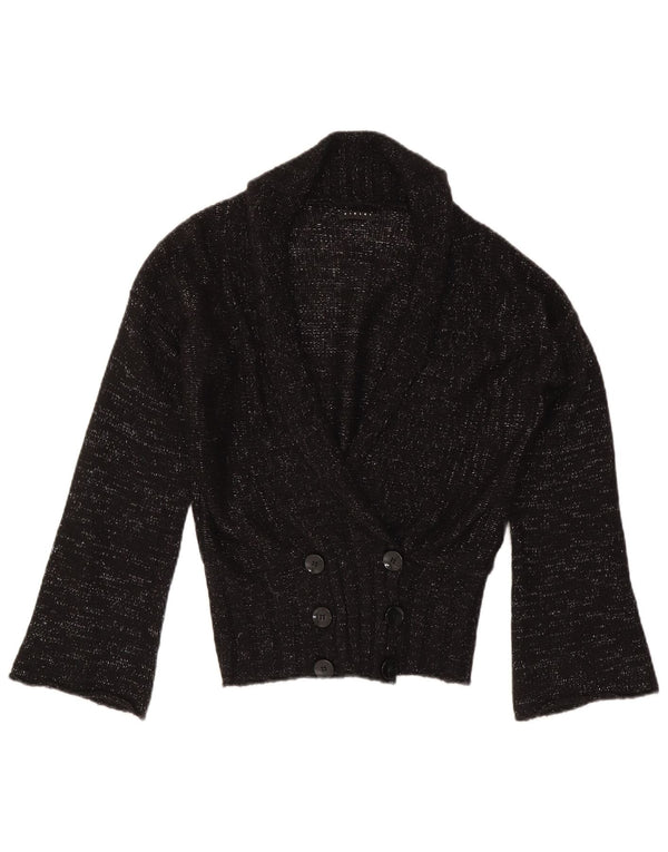 Sisley Femme Cardigan Pull UK 44 Moyen Noir Moucheté