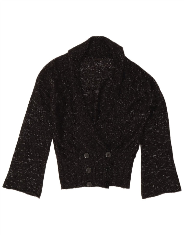 Sisley Femme Cardigan Pull UK 44 Moyen Noir Moucheté
