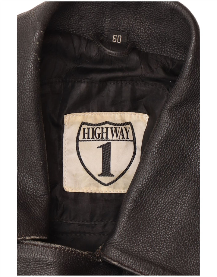 Highway 1 Veste de motard en cuir pour homme Taille 60 4XL Cuir noir