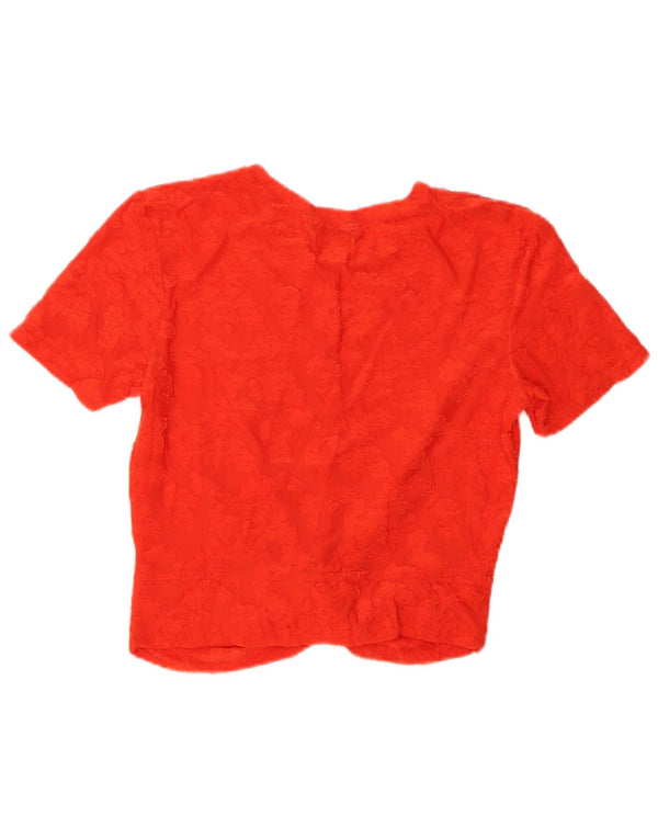 Zara Womens Trafaluc Crop Blouse Top UK 14 Grand Orange Floral