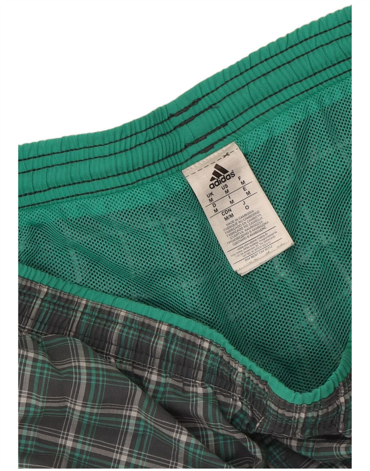 Adidas Short de bain pour homme en polyester à carreaux vert moyen