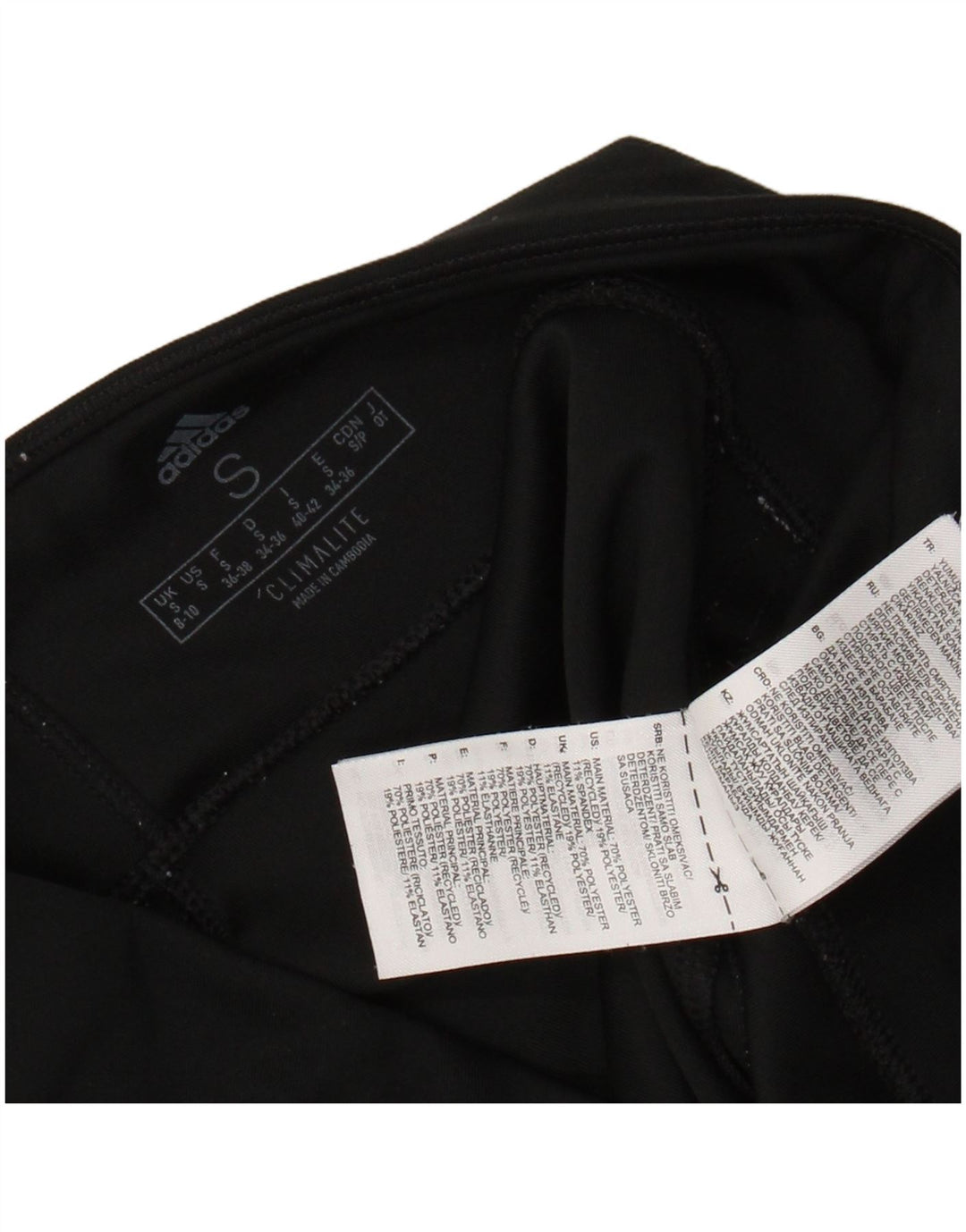 ADIDAS Femmes Climalite Leggings UK 8/10 Petit Noir Polyester