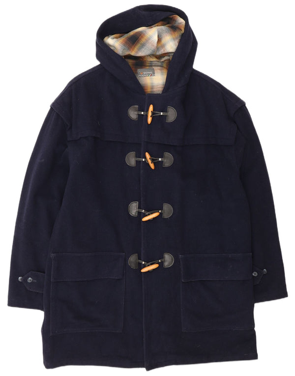 Stefanel Duffle-coat à capuche coupe ample pour homme UK 42 XL Bleu marine en laine