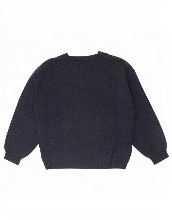 Hajo Homme Col V Pull Pull Grand Bleu Marine Géométrique Acrylique
