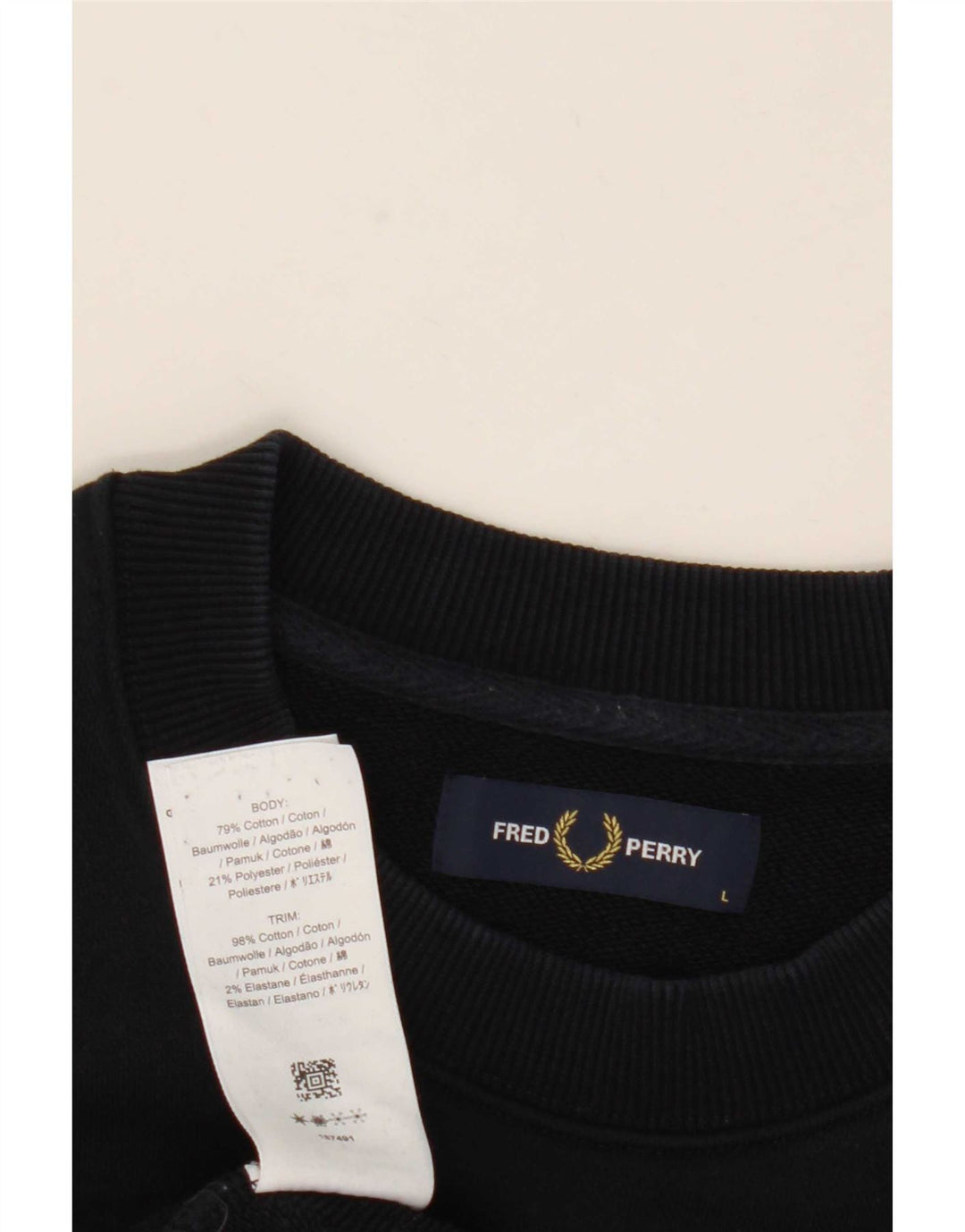Fred Perry Sweat-shirt pour homme en coton bleu marine Taille L