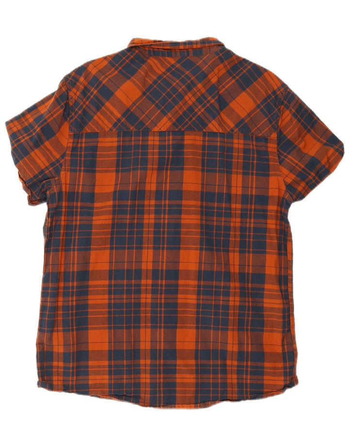 Mountain Warehouse Chemise à manches courtes pour homme en coton à carreaux bleu marine
