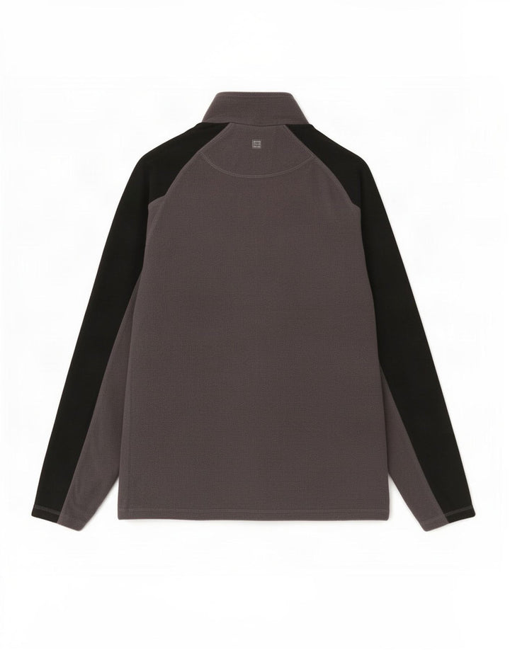 Mountain Warehouse Pull Polaire à Col Zippé Homme Gris Moyen Colorblock