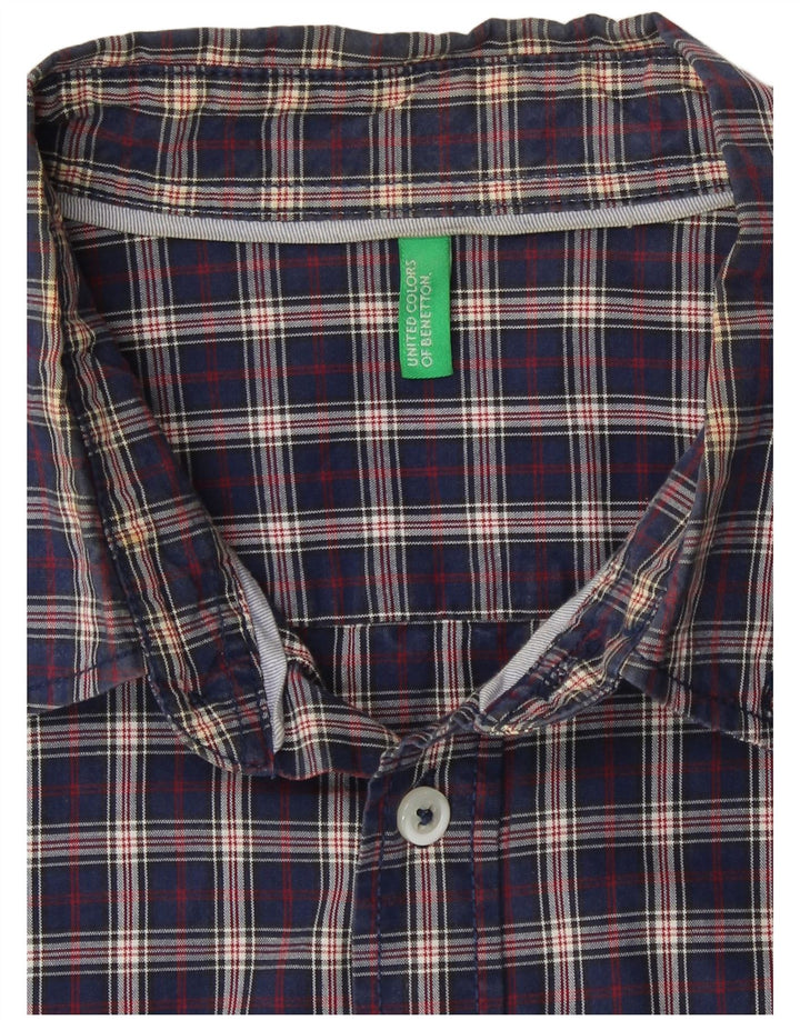 Benetton Chemise Homme Bleu Marine Moyen Carreaux