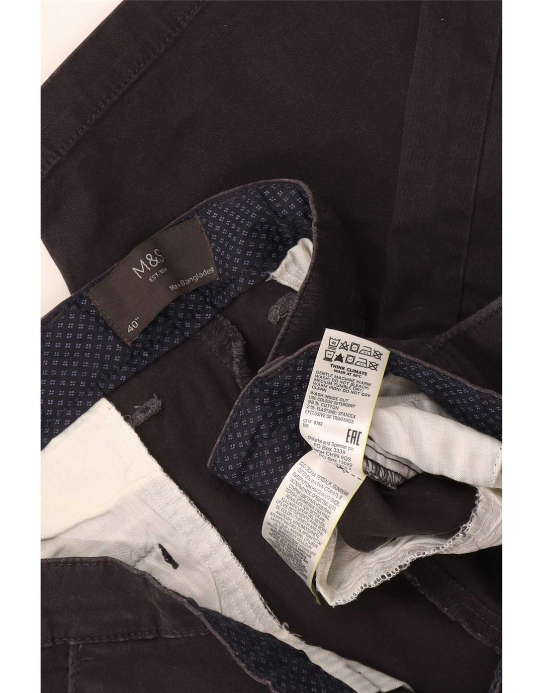 Marks & Spencer Short Chino Homme W40 XL Noir Coton