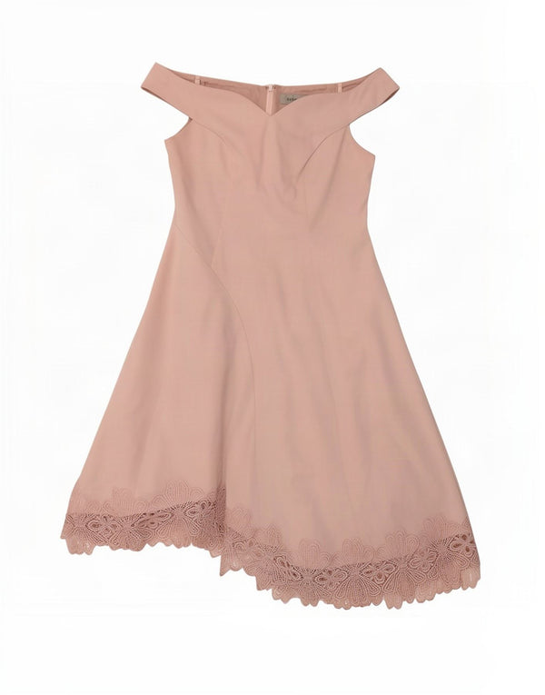 Coast Robe asymétrique à épaules dénudées pour femme UK 18 XL Rose Floral Polyester
