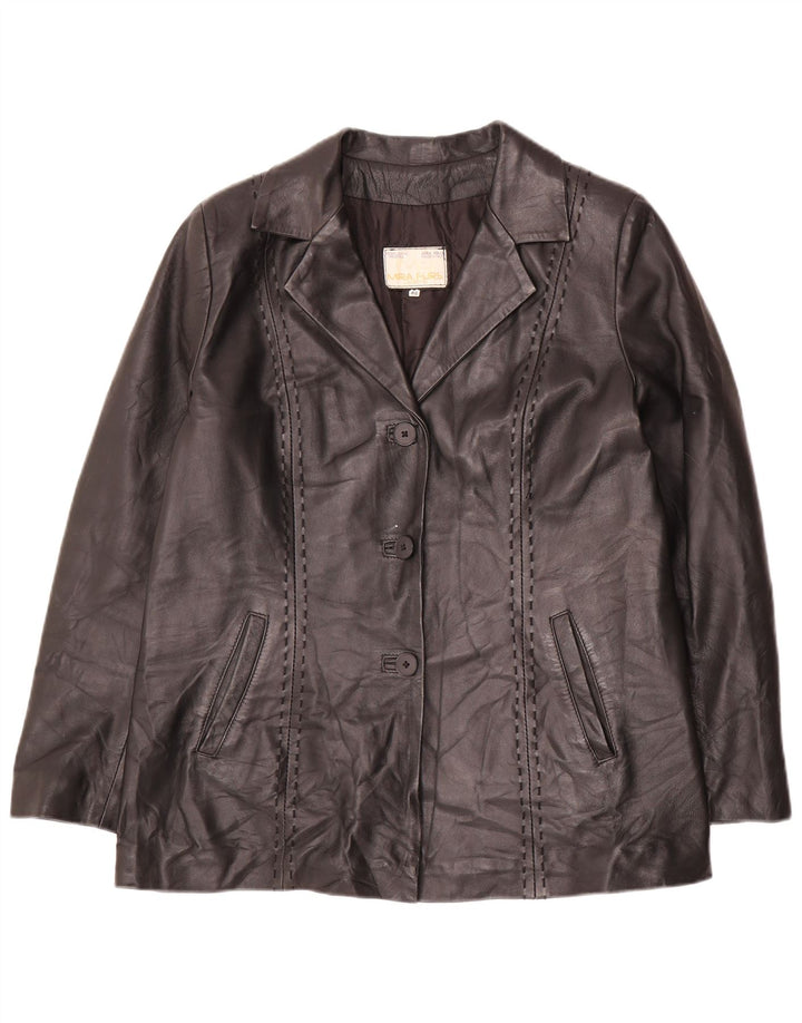 Mira Furs Veste en cuir pour femme IT 46 Grand cuir noir