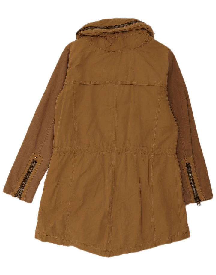 Zara Veste Parka Femme UK 10 Petit Coton Marron